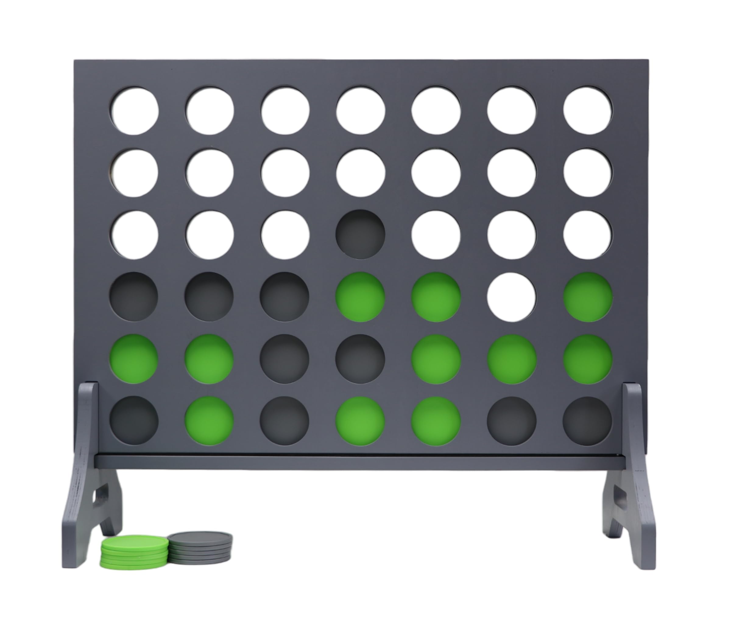 Giant 4 in a Row Game for Family &amp; Adults – Tailgating Pros Jumbo Grey Wooden Four in a Row Indoor &amp; Outdoor Yard Game for Family Party Fun, Portable Activities for Patio, Backyard, and Camping