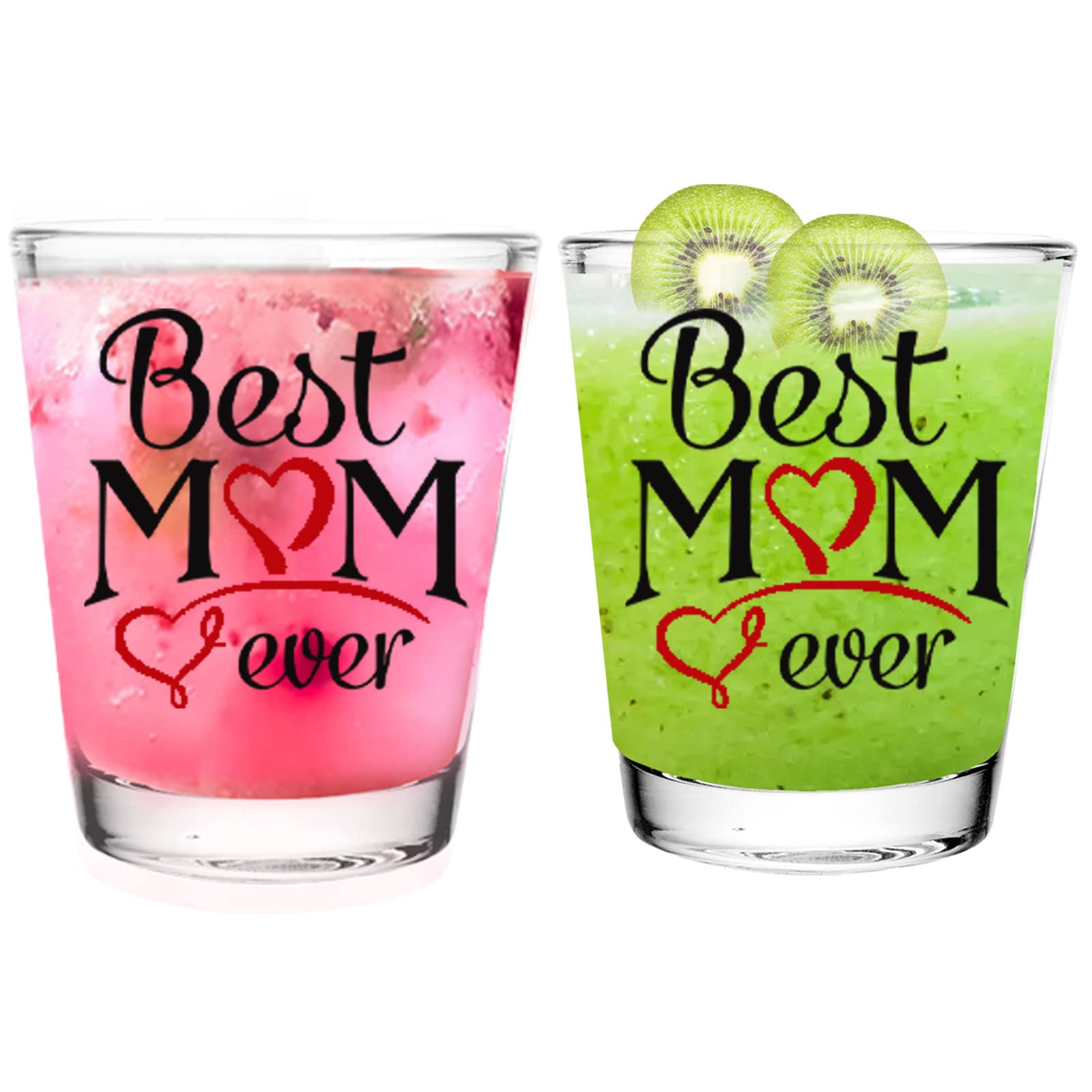 Gift for Mom, Mothers Day Gift - Best MOM Ever Shot Glasses - Great Mother Birthday/Christmas Gifts from Daughter and Son - 2oz CLEAR Shot Glass Set of 6 - With Gift Box