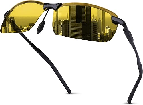 Gafas de conducción nocturna para hombres y mujeres, antirreflejos, polarizadas, HD, visión nocturna, para conducir, NegroAmarillo