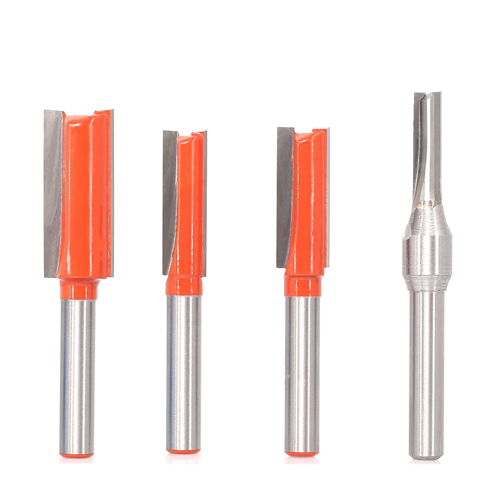 Akylin 4pcs Straight Router Bit 1/4 Inch Shank, Two Flute Router Cutter Bit