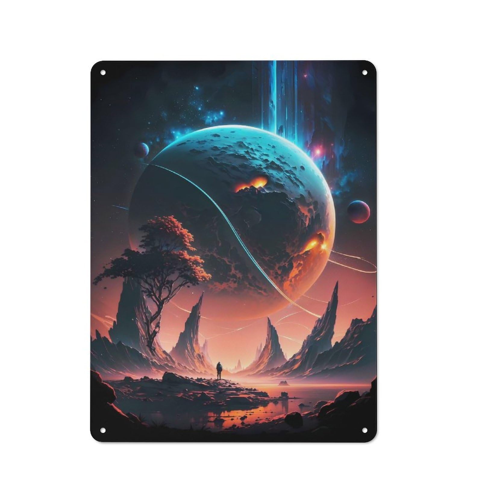 Junmoney Style-13 Metal Wall Sign 40X30cm Featuring Astral Wanderer For Café Or Restaurant, For An Autumn Wall Display In Café And Restaurant