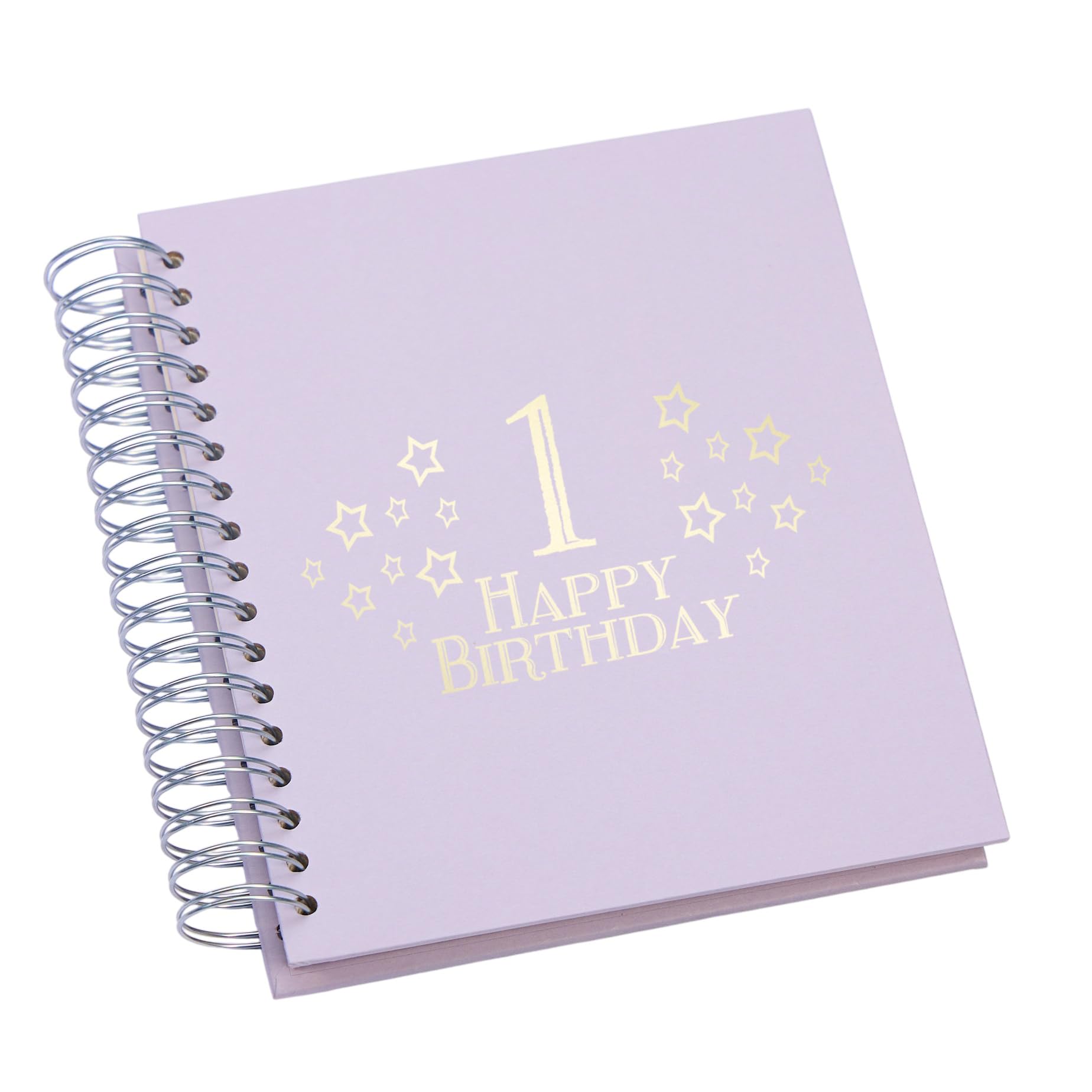 Large 1st Birthday Photo Album Memory Keepsake, Stars Design, Multiple Colour Options, Fits 6x4 or 5x7 Photos (Lilac, 5 x 7 Inch)