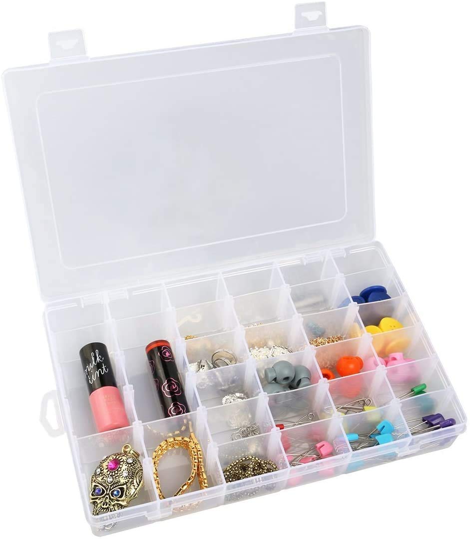 INKULTURE Celebrationgift 36 Adjustable Multipurpose Plastic Storage Box for Jewellery Medicine Pills Tools, Medium, White
