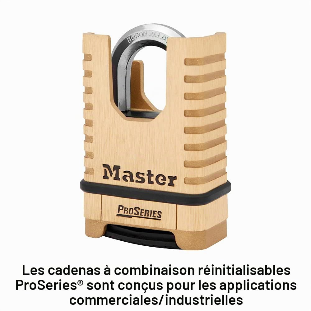 Master Lock ProSeries Cadenas en laiton, définissez votre propre serrure à combinaison, serrures de qualité commerciale avec code pour outils, clôtures, portails, 6,3 cm de large, 1177D