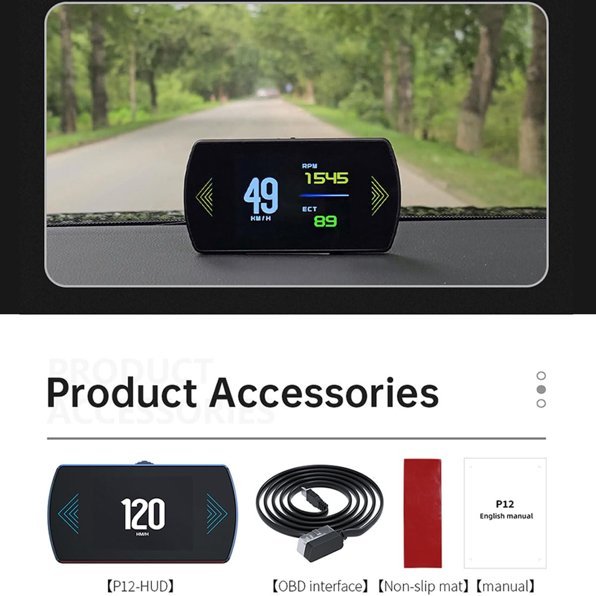 P12 5.8 TFT OBD2 Hud Head Up Pantalla Digital Coche Velocidad Proyector Ordenador de a bordo OBD2 Velocímetro Parabrisas Projetor