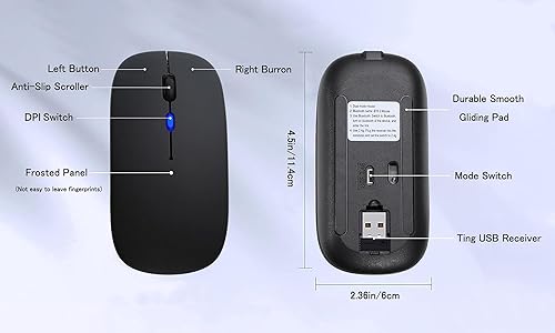 Miniatura 8 de Mouse LED inalámbrico Bluetooth mouse silencioso y recargable portátil USB 24G  Bluetooth51 mouse óptico de doble modo para computadora 3 DPI Para