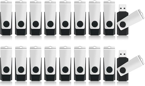 Bulk USB Flash Drives - 4GB Flash Drive 10 Pack and 8GB USB Drive 10 Pack, Swivel Memory Stick Thumb Drives Portable Photo Stick Jump Drives Pendrive Zip Drive USB Key with Lanyards
