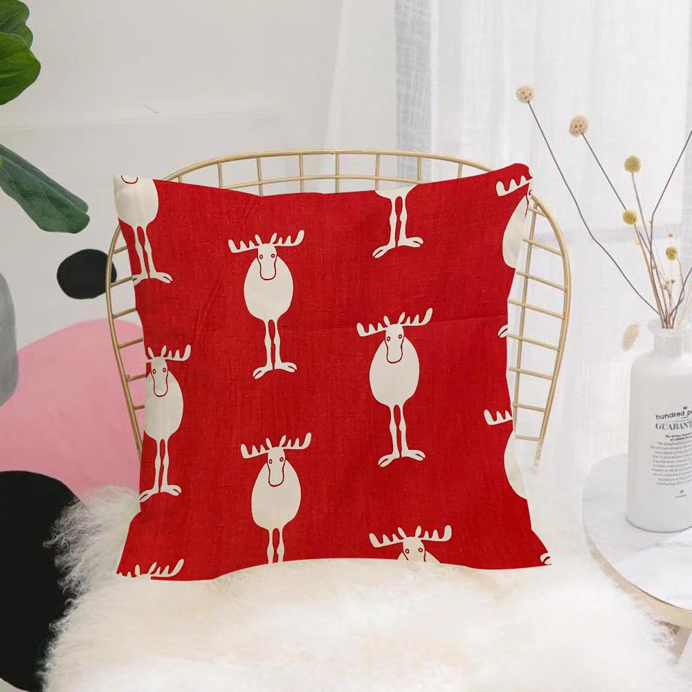 Hyosxw Merry Christmas Pattern Seamless. Reindeer H - A8 Cushion Cover,Throw Pillow Case Home Decorative For Living Room Bedroom Sofa Chair 18X18 Inch,Merry Christmas Pattern Seamless. Reindeer Head Background. Red Xmas Wallpaper.,Pillowcase 45X45cm