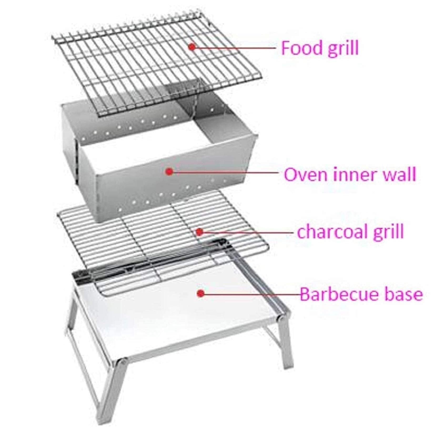 Griglia a carbonella portatile, griglia per barbecue all'aperto, mini barbecue da tavolo pieghevole, barbecue all'aperto, per campeggio all'aperto, giardino, cortile, cuc