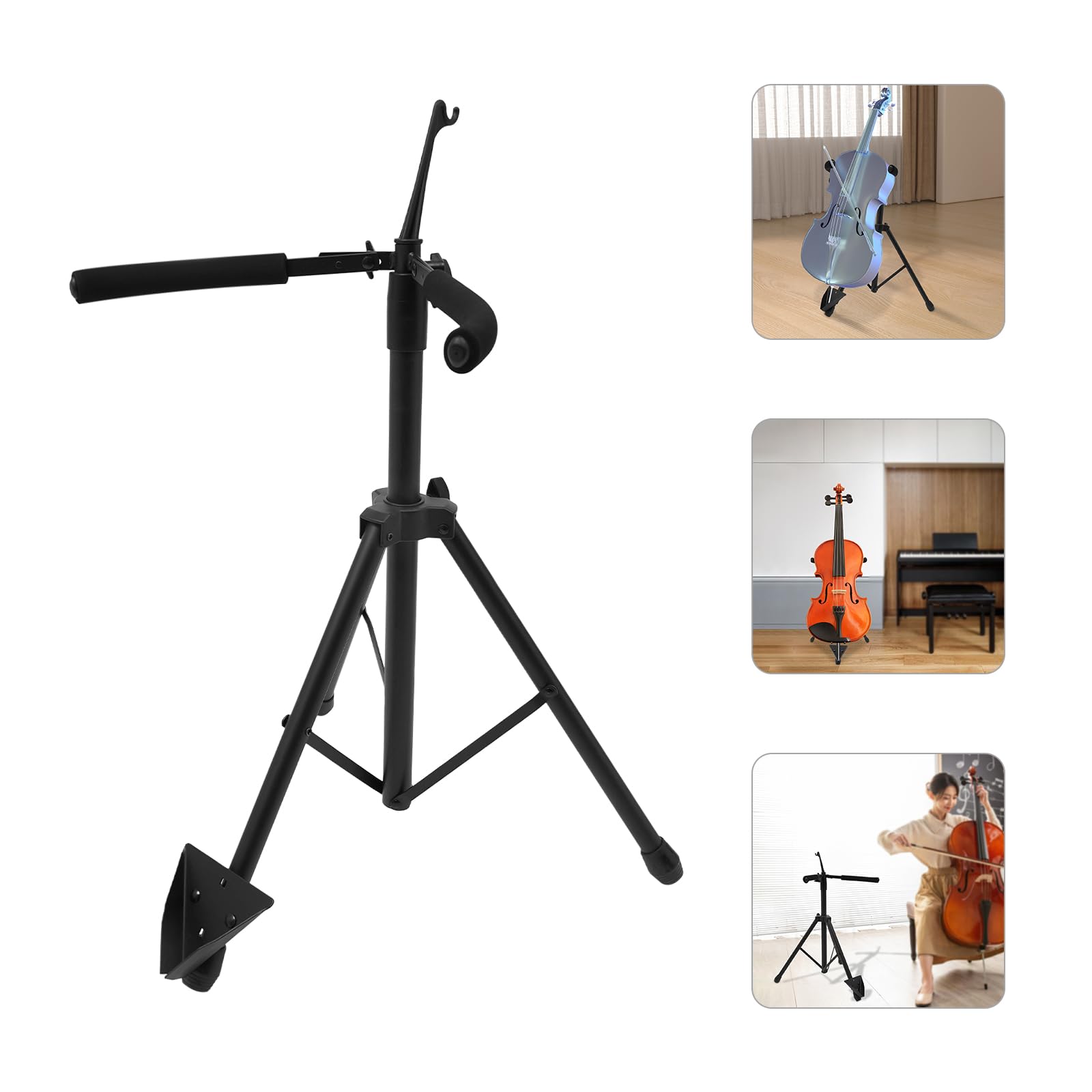 BANLICALI Cello Stand with Bow Holder, Floor Cello Rack Holder 29.13