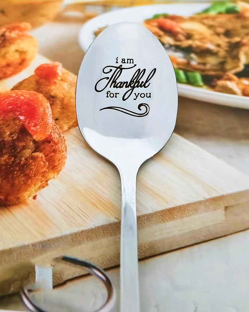 Thank You Gifts for Women Men I'm Thankful for You Gift Spoon for Women Men Friends Staff Appreciation Gifts for Coworkers Boyfriend Sister Christmas Birthday Gift Dessert Spoon