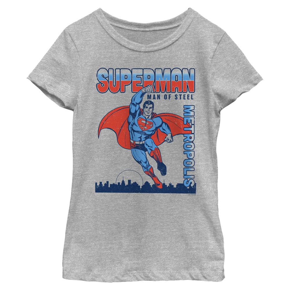 Photo 1 of  Superman Vintage Americana Girls Short Sleeve Tee Shirt Small Athletic Heather- size 2/3