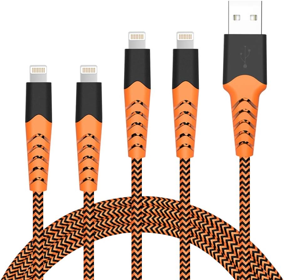 Aoshitai iPhone Charging Cable 4 Pack <3Ft 6Ft>Nylon Braided Lightning Charger Cable for iPhone Xs/Max/XR/X/8/8Plus/7/7Plus/6S/6Splus Ipad iPod and More - Orange