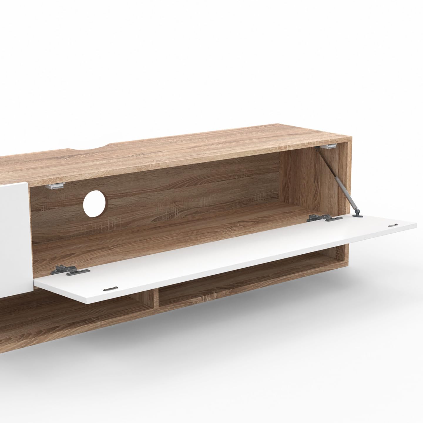 IDMarket - Mueble TV 180 cm Colgante Elio 2 Puertas con estante, Madera y Blanco