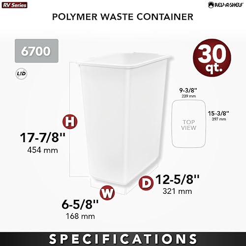Miniatura 9 de Rev-A-Shelf Cubo de basura de repuesto color blanco 30 cuartos de galón