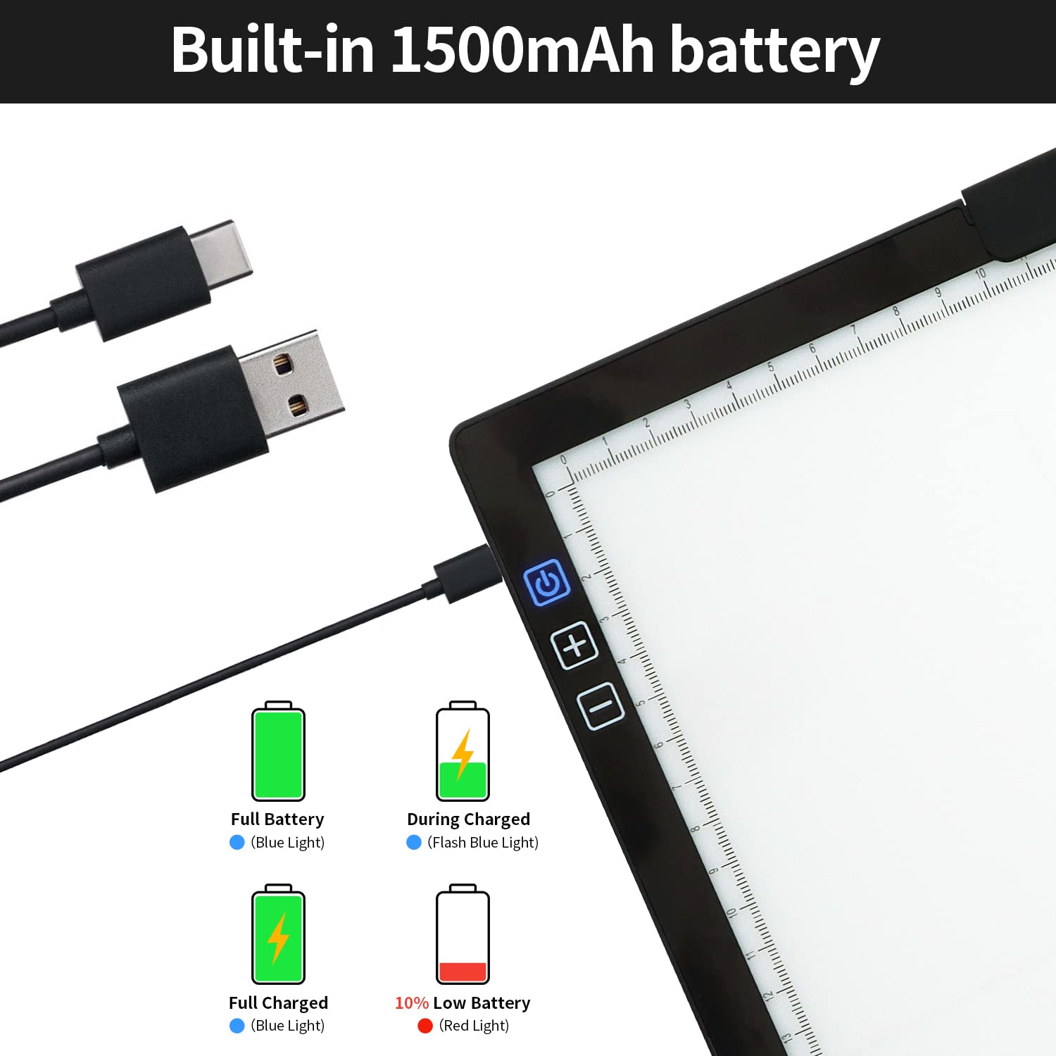 Tavolo Luminoso A4 Ricaricabile, 6 Livelli LED, per Diamon