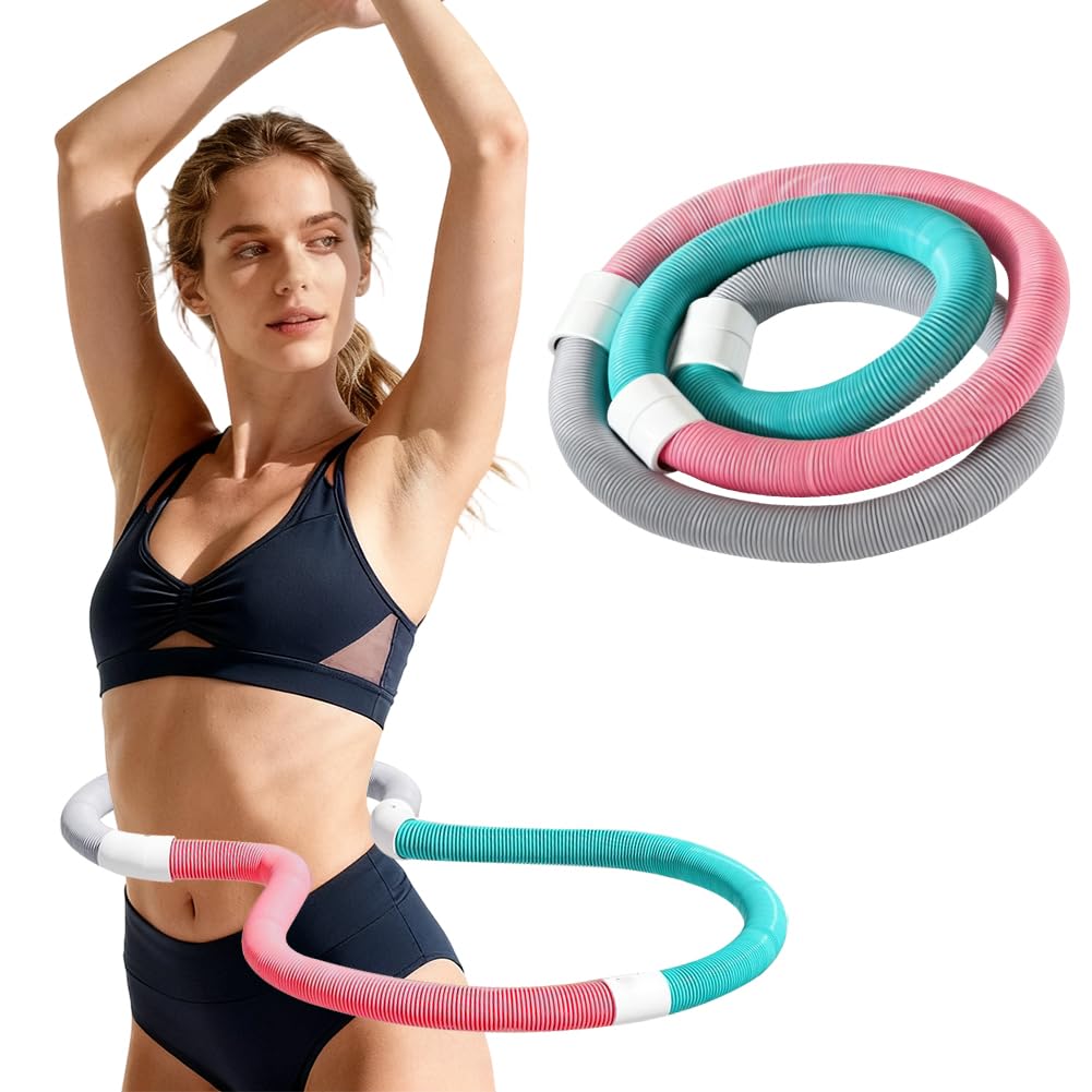 Hula Hoop per adulti, cerchio fitness ponderato, pieghevole in PVC, per la perdita di peso, con bussola per la vita e la scuola