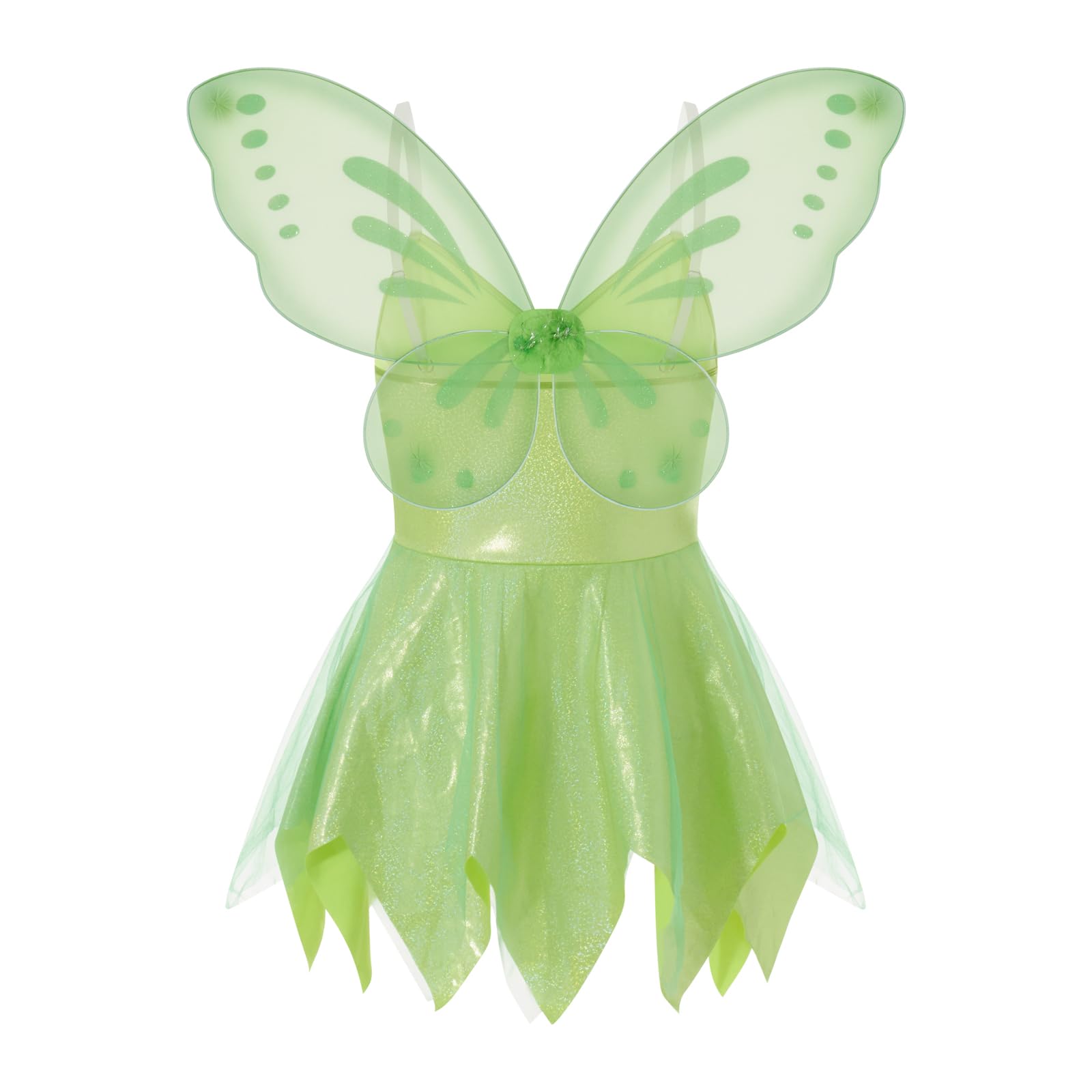 fyclemt Women Halloween Forest Fairy Costume Dress Sexy Fairy Tale Princess Fairy Dress with Wings Fancy Halloween Party: Green Style D Large