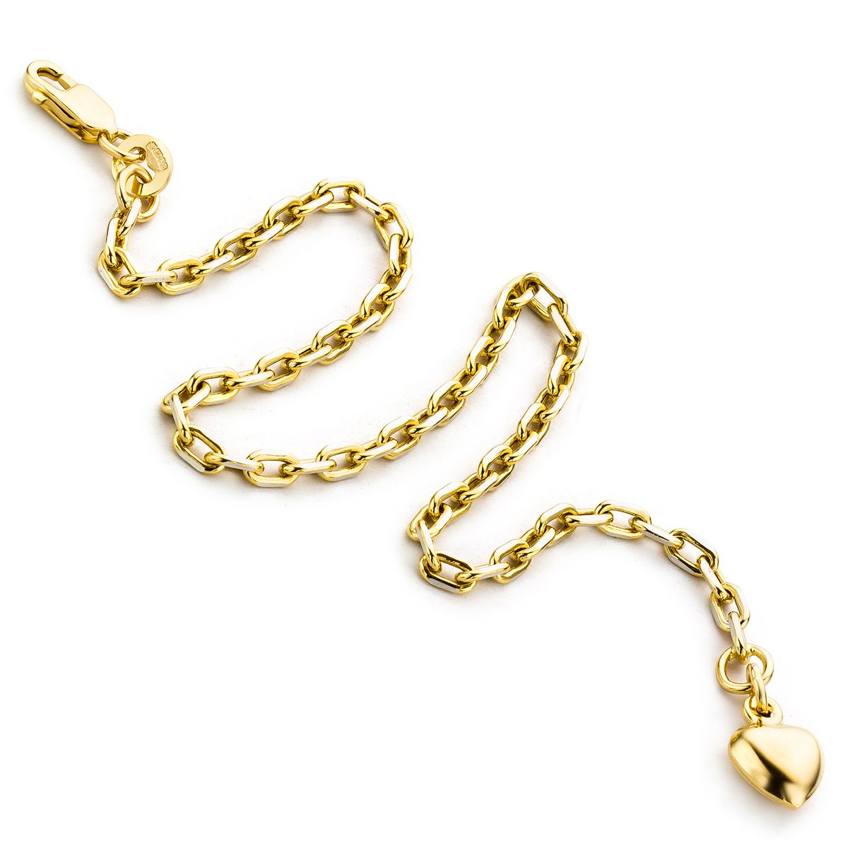 OROVI Armband Damen -9 Karat 375 Gelbgold– Herz Armband Gold, Goldkette 19 cm mit Charms Anhänger Herz, Hypoallergene Armkette, Schmuck Damen, Gold Schmuck gefertigt in Italien, inkl. edler Schmuckbox