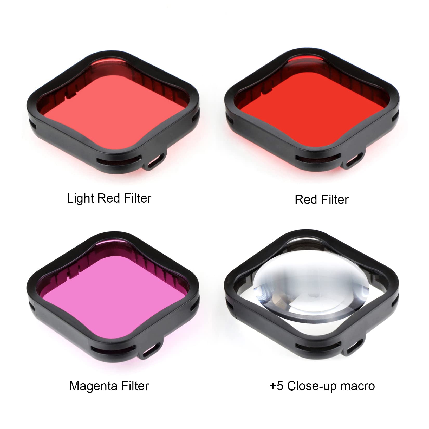 GEPULY Custodia impermeabile con filtri subacquei per fotocamere GoPro Hero 5, 6, 7, Black Hero (2018), 45 m, con filtri per close-up rosso/snorkel/magenta/5X HD