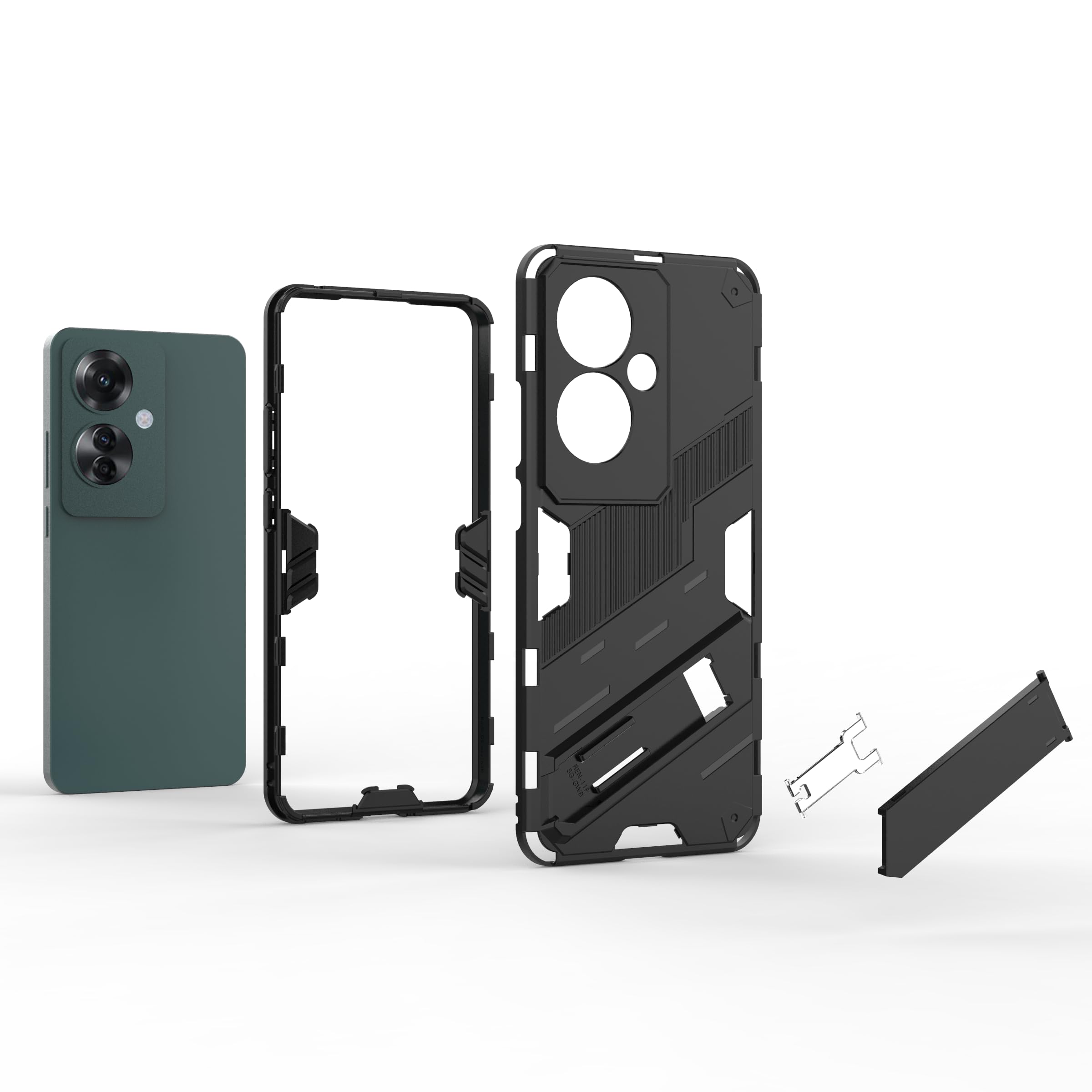 YKNIUFLY Custodia per Oppo Reno11 F 5G Cover, Hard PC + TPU Morbido, Staffa Invisibile, Anti-Caduta, Cover Protection per Oppo Reno11 F 5G.(Verde Scuro