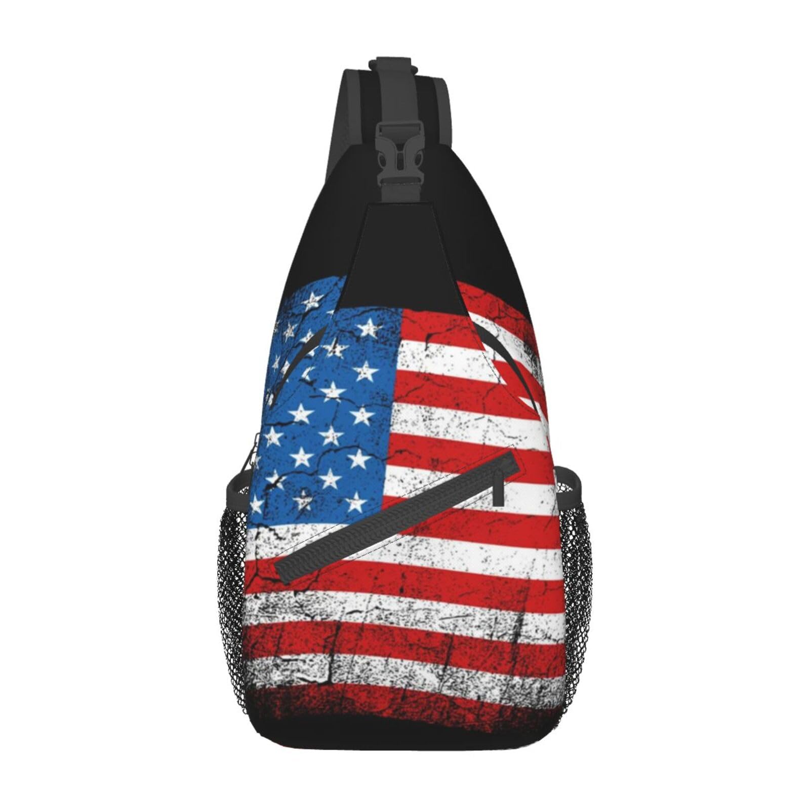 skdjowu American Flag Sling Bag Crossbody Backpack USA Flag Travel Hiking Daypack Shoulder Chest Bag for Women Men
