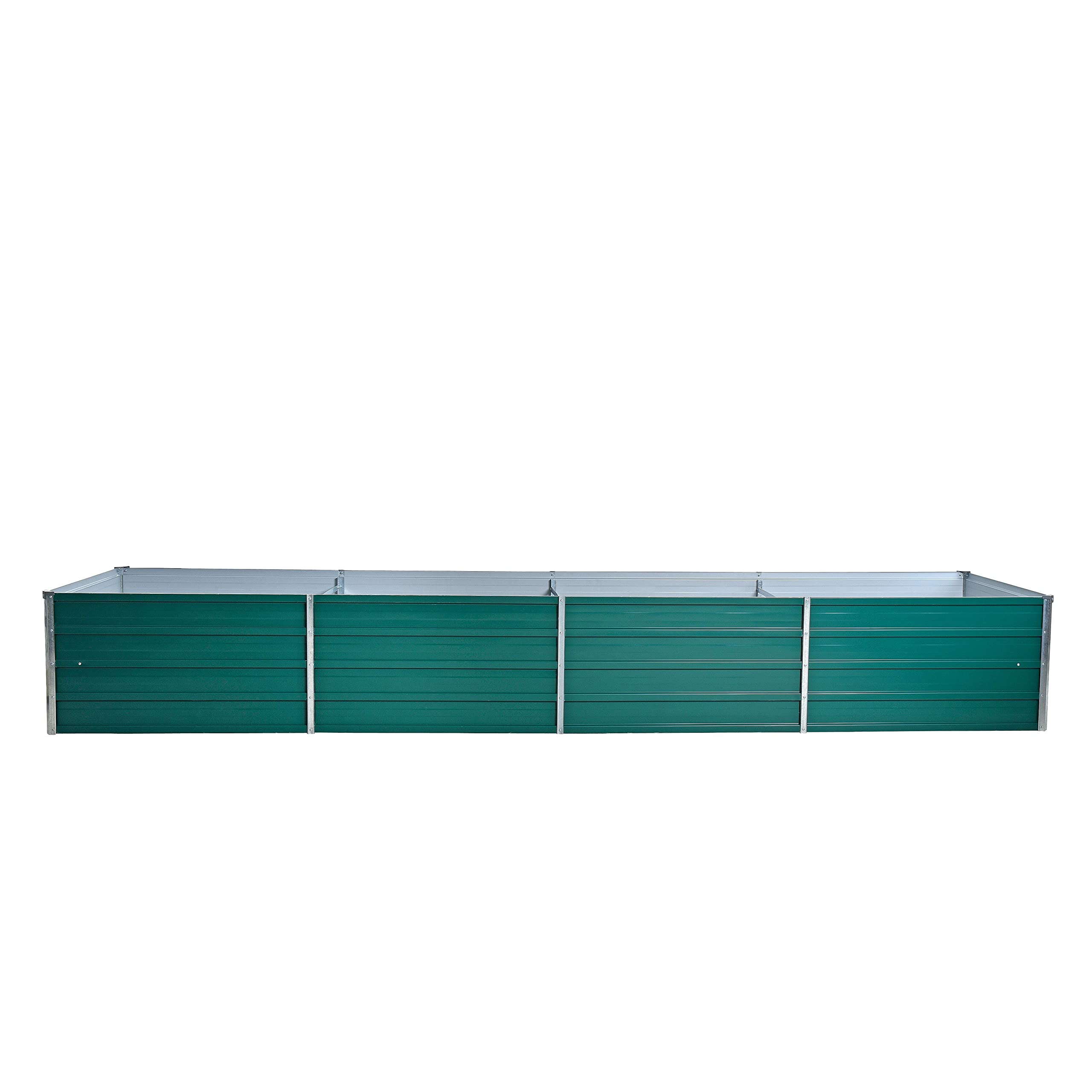 ESTEXO Podwyższona grządka ogrodowa, metalowa, rabatka, skrzynka na rośliny, do ogrodu, ocynkowana, RAL 6005 (zielony mech) 320 x 80 x 45 cm