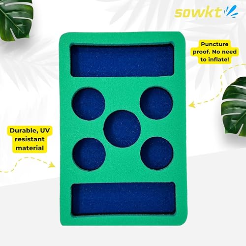 Miniatura 2 de SOWKT - Soporte flotante para bebidas para piscinas y jacuzzis con ojales, flotadores de espuma para bebidas de piscina, capacidad para hasta 4