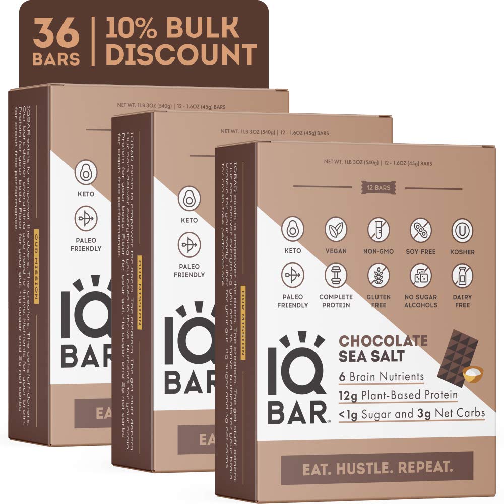 Buy IQBAR Brain and Body Keto Protein Bars Chocolate Sea Salt Keto Bars 36Count Energy Bars