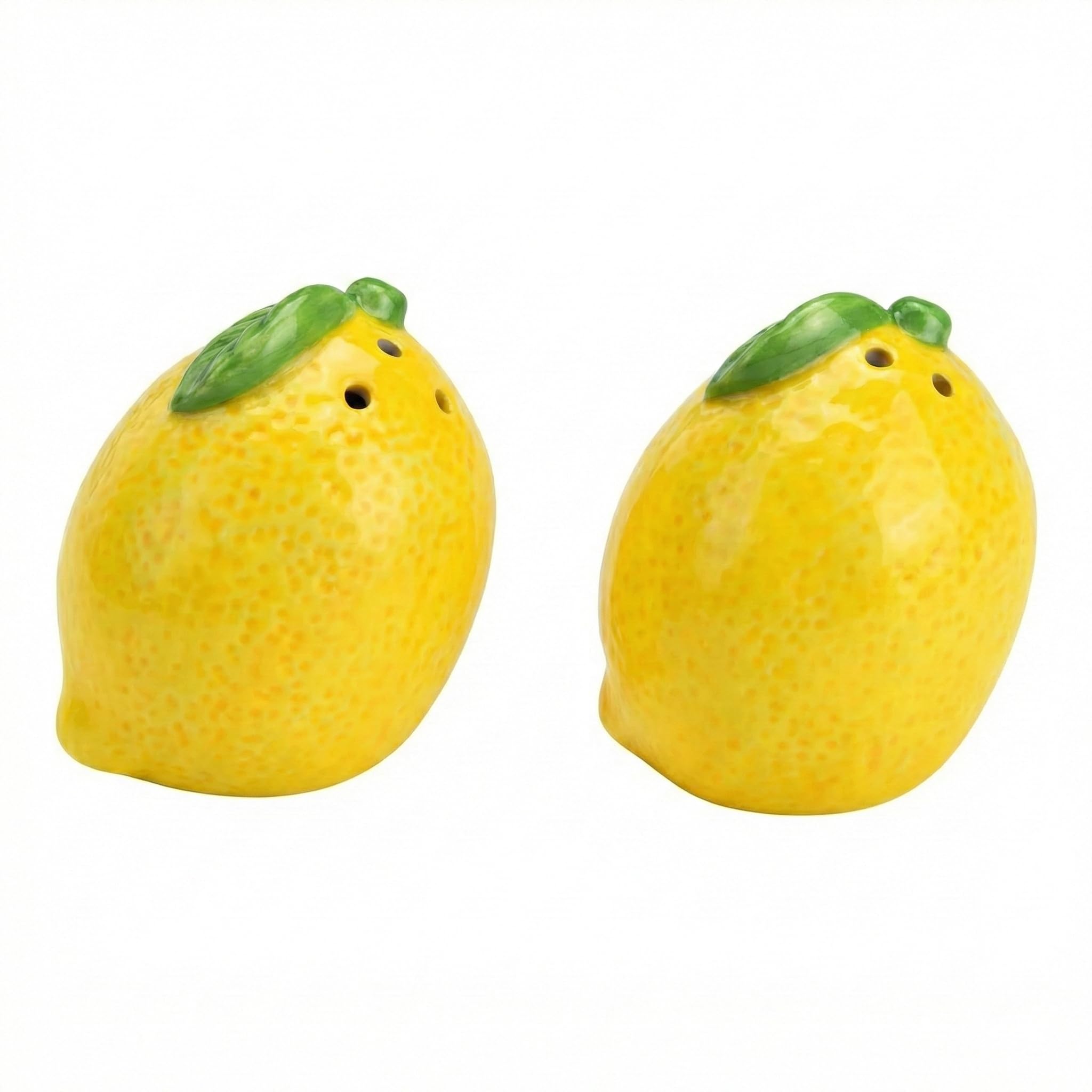 Salz- und Pfefferstreuer Zitrone 2er-Set aus Keramik (6x7x6cm) – Gelbe Zitronen Gewürzstreuer für mediterrane Tischdeko, Lustiges Küchenzubehör & Sommer Deko Geschenk