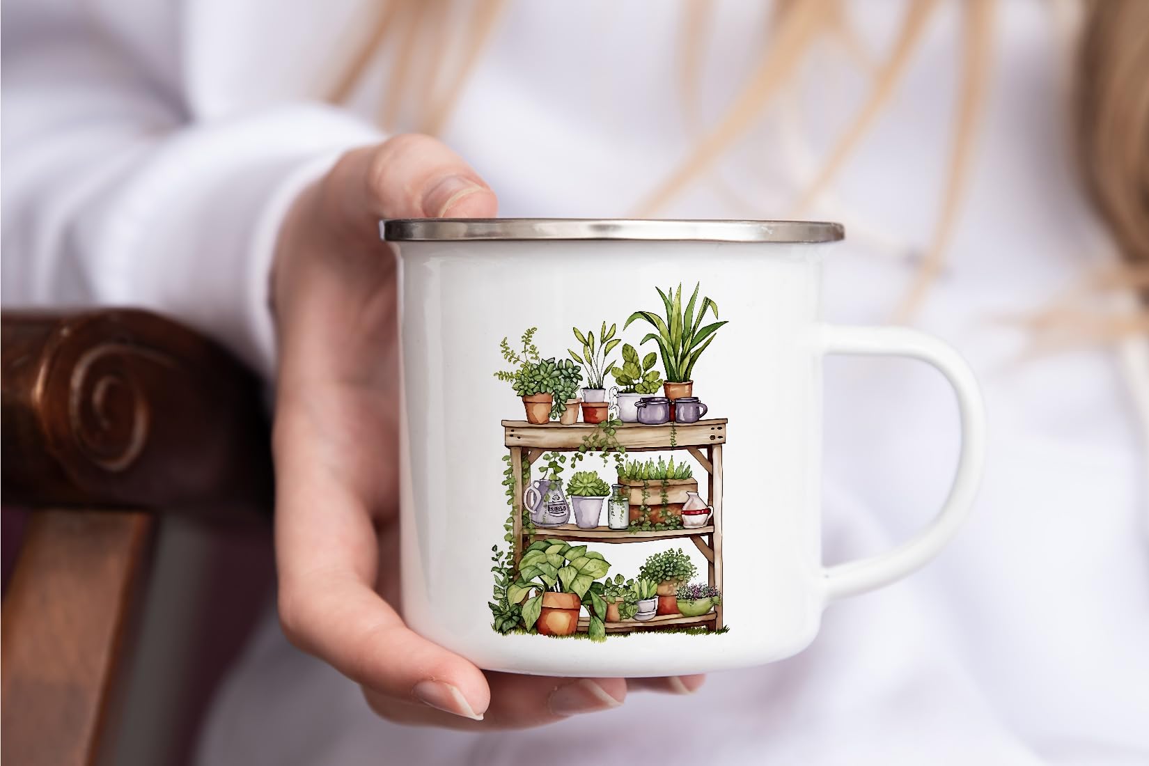 MAXIKIWI - Durable Enamel Coffee or Tea Camping Mug for Indoor Outdoor Use - Gardening Collection - 350ml - Image 4