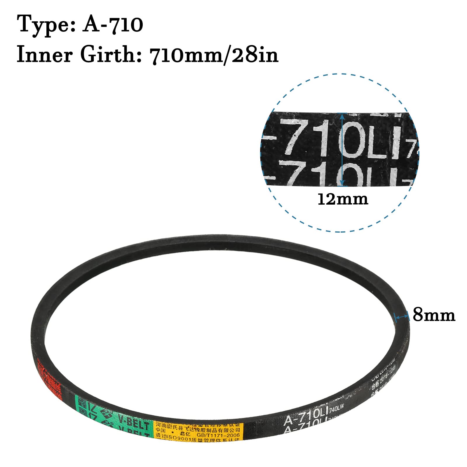 QUARKZMAN Cinghia A V A28 4L300 – Gomma Avvolta, Lunghezza 28 Pollici (710 Mm), Per Macchine Industriali