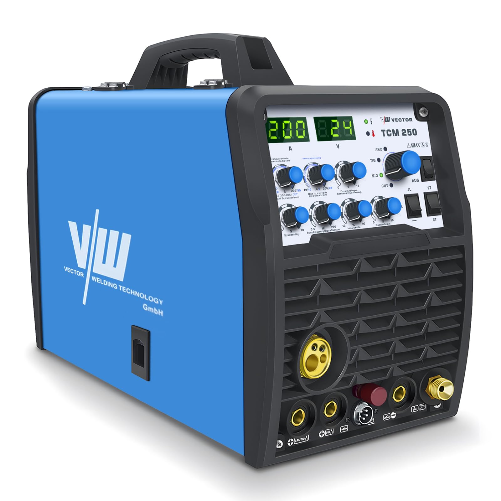 SET de soldadora combinada 4 en 1 TCM250 - MIG/MAG, TIG, MMA y corte por plasma (200A) con accesorios, inversor IGBT - set completo para profesionales y aficionados al bricolaje