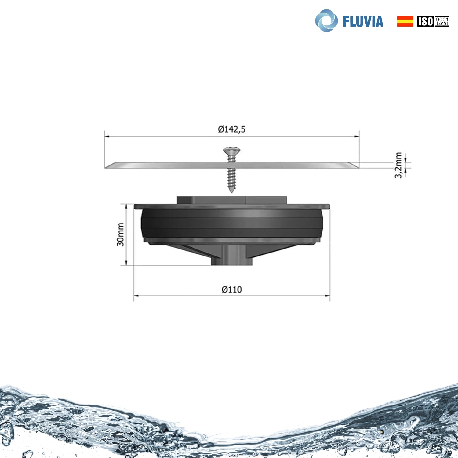 Tapa de Bote Sifónico para Baño – Acero Inoxidable con Junta de Goma – Evita Malos Olores y Fugas – Cierre Seguro para Desagüe y Ducha – Compatible con Sifón - Fluvia — view 4