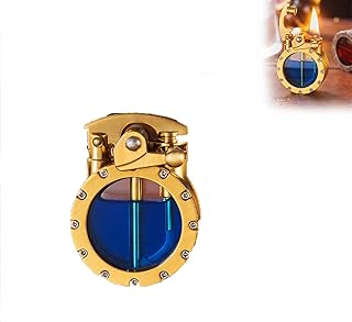 Generic Vintage Trench Lighter, Transparent Kerosene Lighter, Windproof Pipe Lighter Fluid Refillable with Creative Transparent Bottle, Personality Antique Steampunk Lighter,Gold