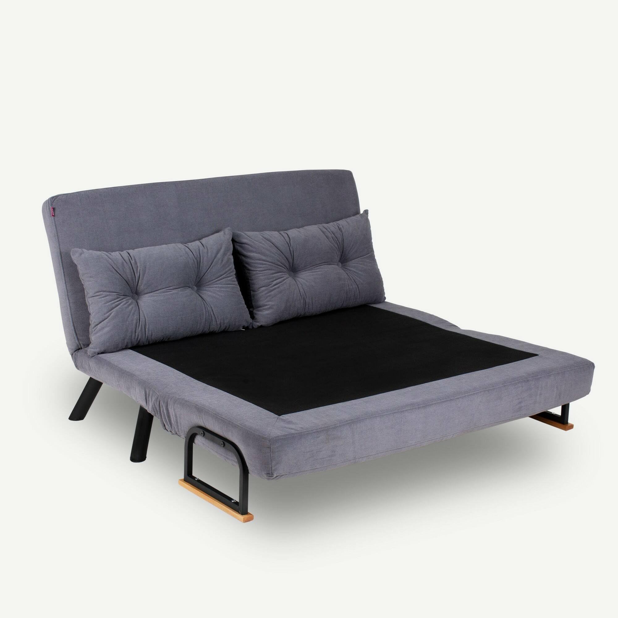 Dmora - Divano Letto 2 posti Merak, Sofà trasformabile, Divanetto per Ospiti, Poltrona Letto, 133x78 h78 cm, Grigio Scuro