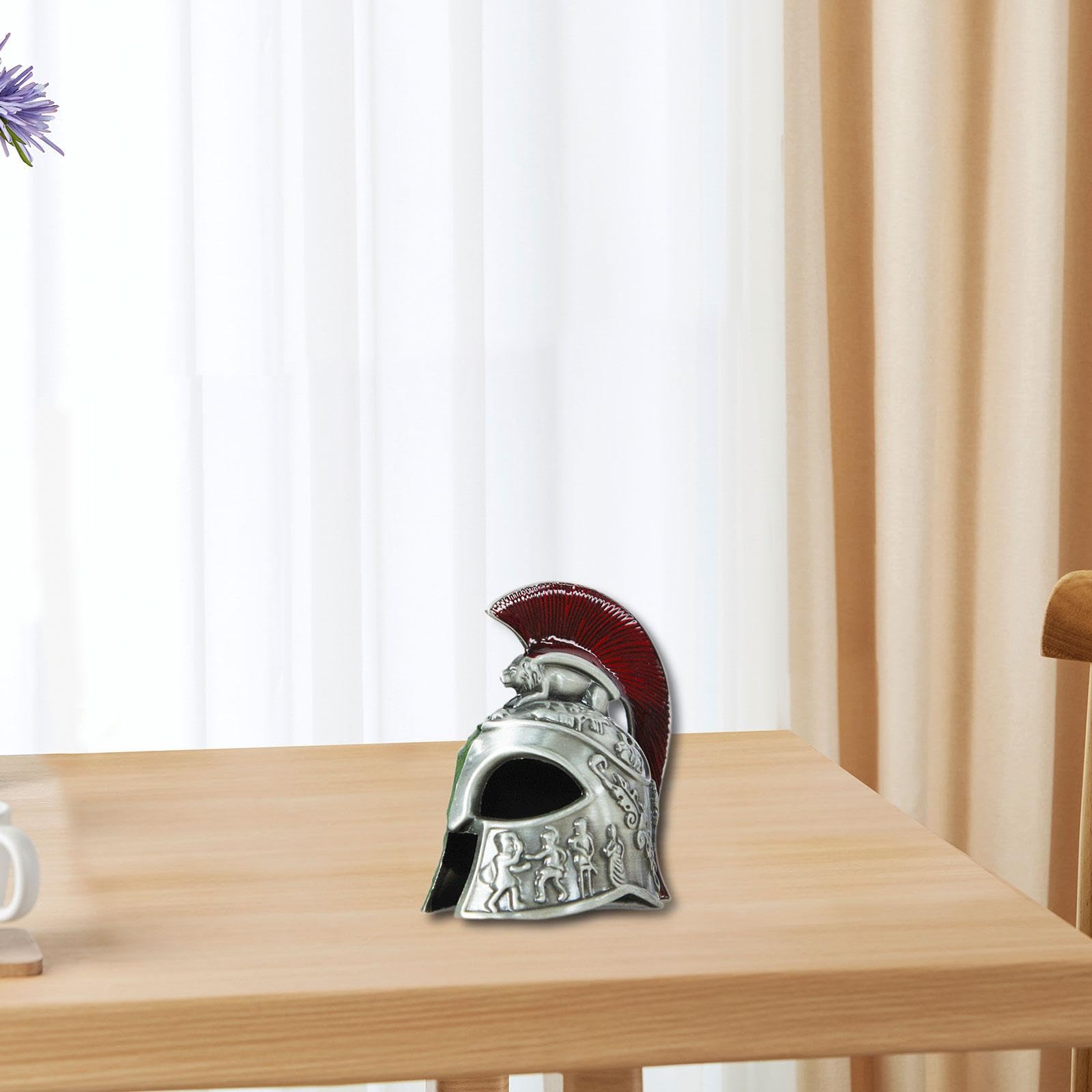 Colaxi Samurai Helmet Model Spartan Headgear Knight Knight Larp Helmet Traditional Creative Alloy Model Spartan Decor, Silver Gray