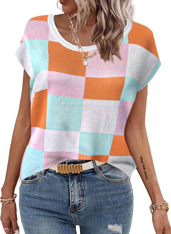 Image of Zeagoo Sweater Vest Women Crew Neck Loose Fit Knit Lightweight T Shirts Pullover Casual Summer Outfits