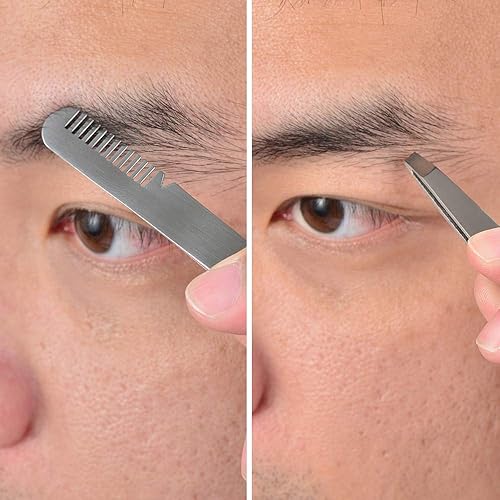 Miniatura 6 de Juego de tijeras de pelo facial redondeadas curvadas profesionales de acero inoxidable para hombres, bigote, pelo de nariz, tijeras de corte de