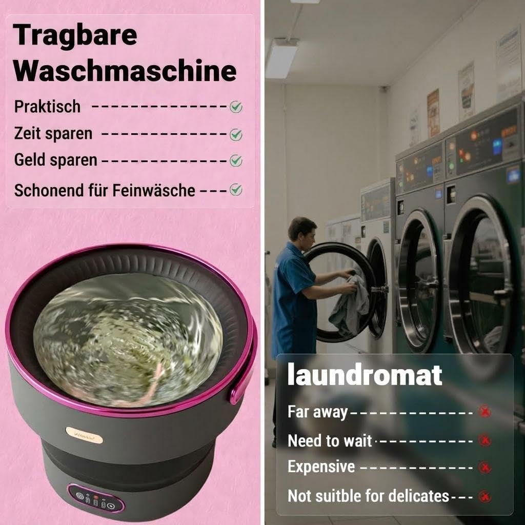 13L Faltbare Mini Waschmaschine, Tragbare Waschmaschine Mit Schleuderkorb & 4 Waschprogrammen, Tiefenreinigung Für Unterwäsche Und Babykleidung, Ideal Für Camping, Wohnmobil, Reise & Wohnung