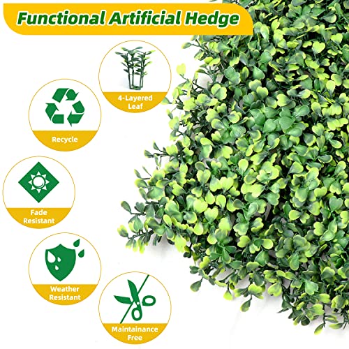 TOPNEW 12PCS Artificial Boxwood Topiary Hedge Plant UV Protection Indoor Outdoor Privacy Fence Home Decor Backyard Garden Decoration Greenery Walls 20" X 20" - Image 3