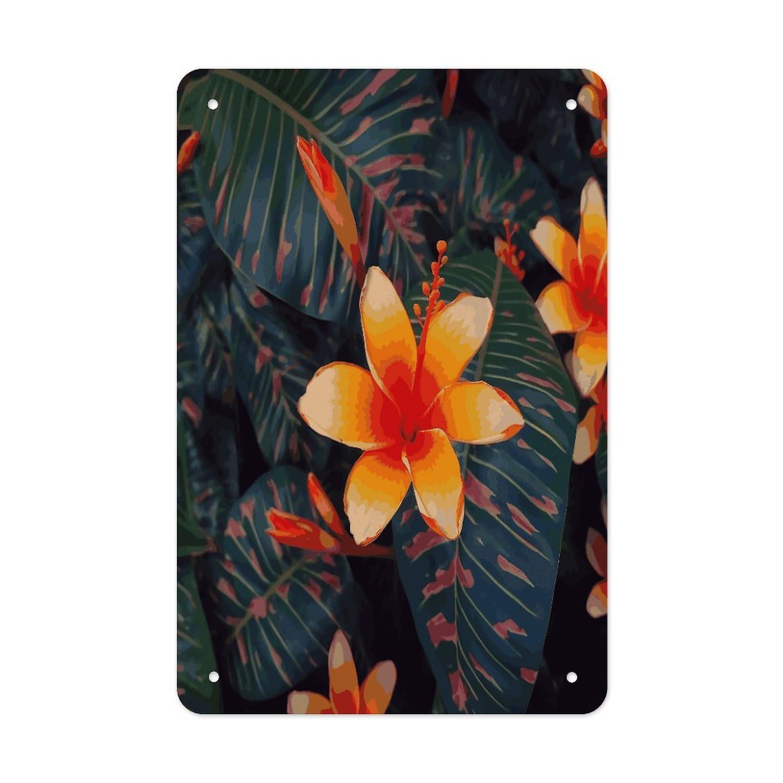Hawaii Tropical Flower Metal Tin Sign Wall Decor Hanging Plaque