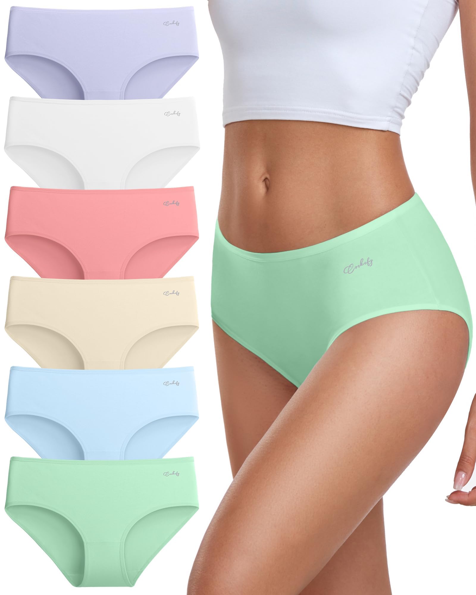 coskefy Unterhosen Damen, 6er Pack Slips Damen Baumwolle, Bequeme Frauen Unterwäsche, Atmungsaktiv Panties Weich