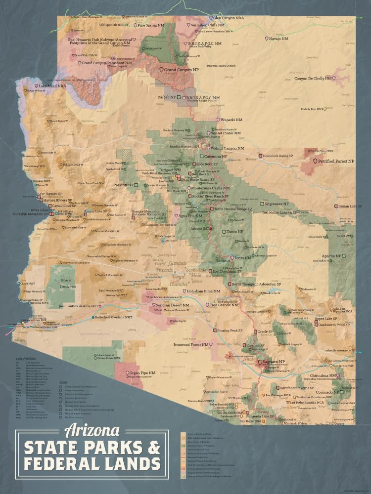 Arizona State Parks & Federal Lands 18x24 Poster (Camel & Slate Blue)