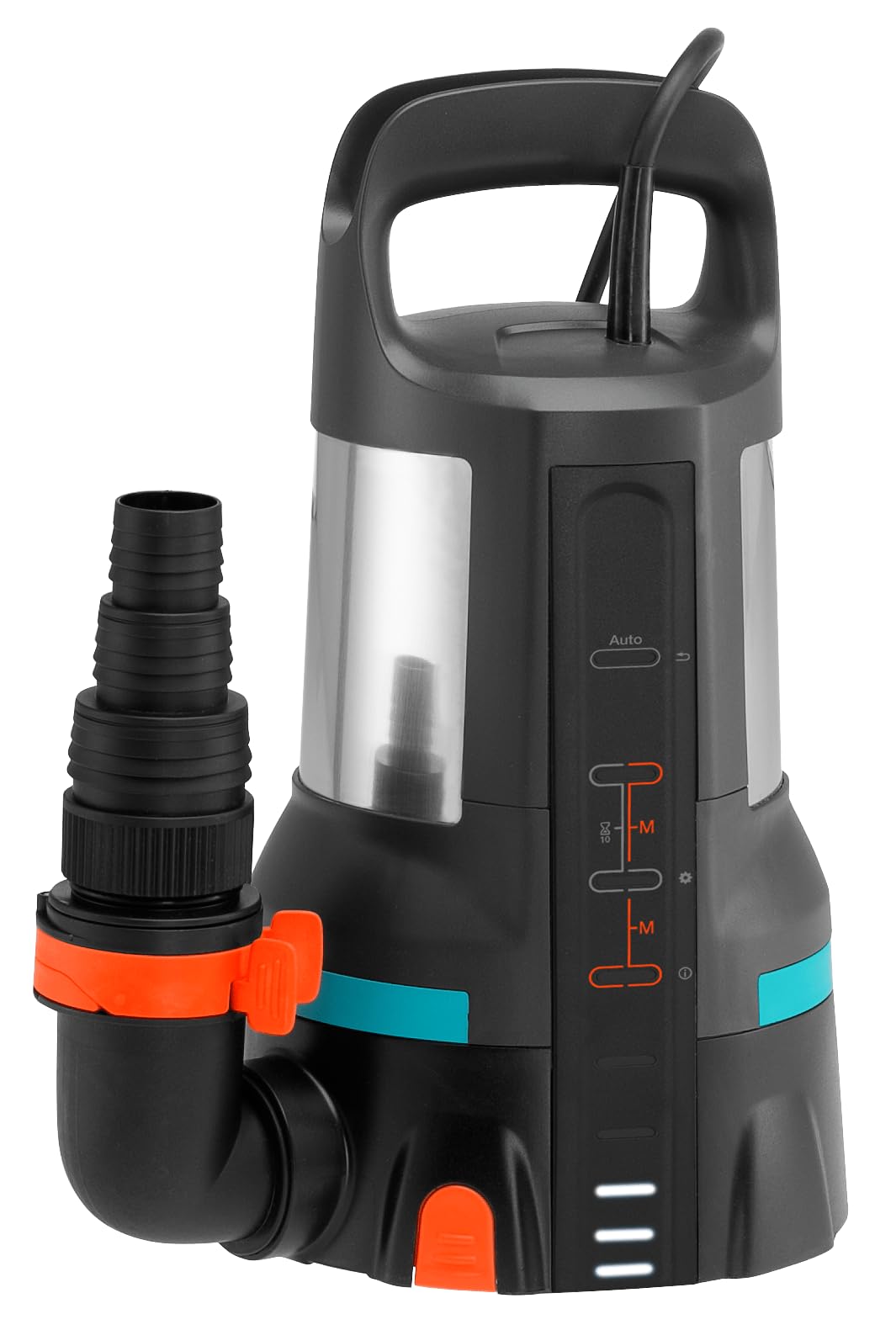 Gardena Pompa a Immersione Acque Pulite Aquasensor 750 W, Portata 17.000 l/h, Prevalenza Max 9 m, Aspirazione Piatta Fino a 1 mm, Galleggiante Integrato, Regolazione Touch Control (9036-20)