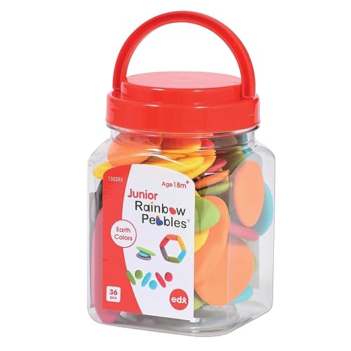 Miniatura 4 de edxeducation - 13229 Rainbow Pebbles - Junior - Colores de la Tierra - Mini tarro - Edades 18 meses - Clasificación y apilamiento de piedras -