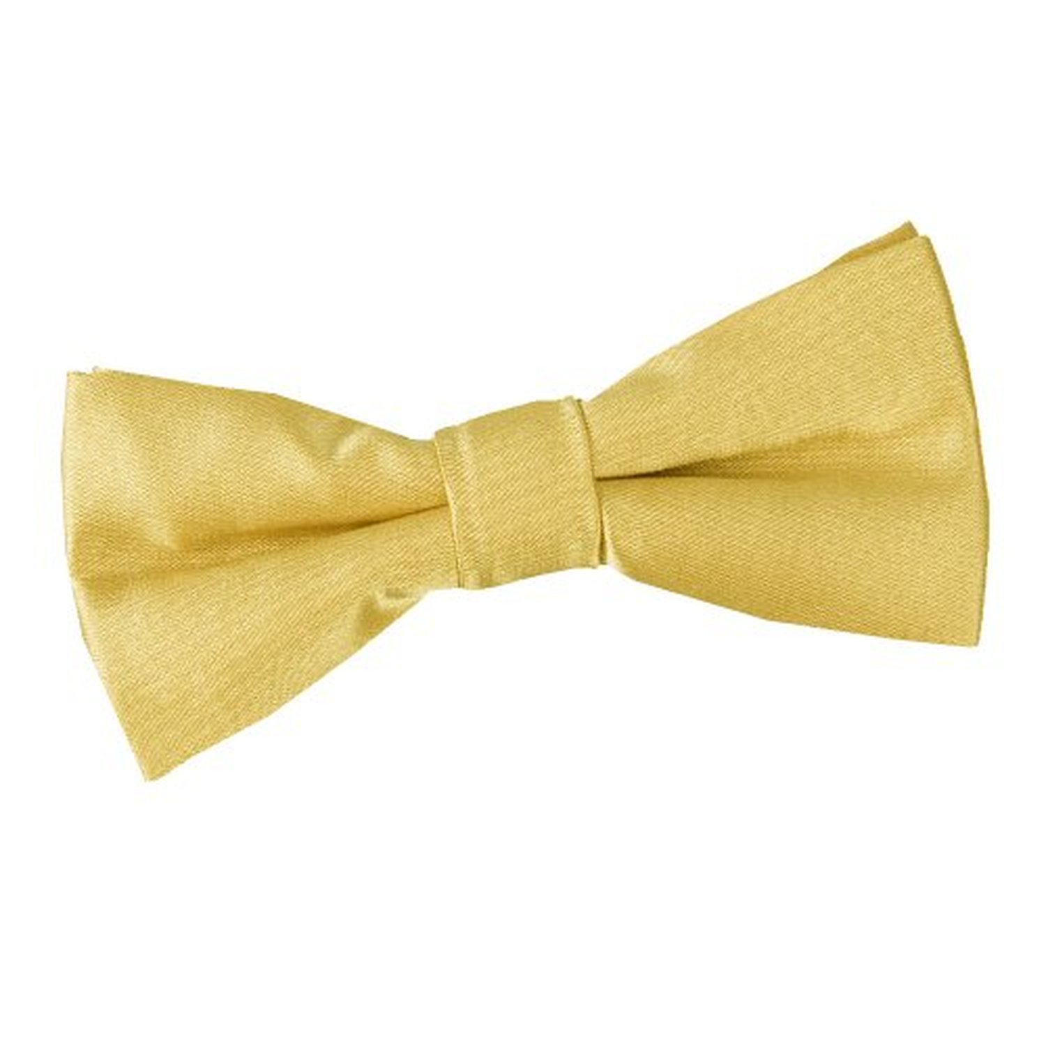 Dqt Boys Gold Plain Glossy Satin Pre-Tied Bow Tie – Wedding, Party & Formal –