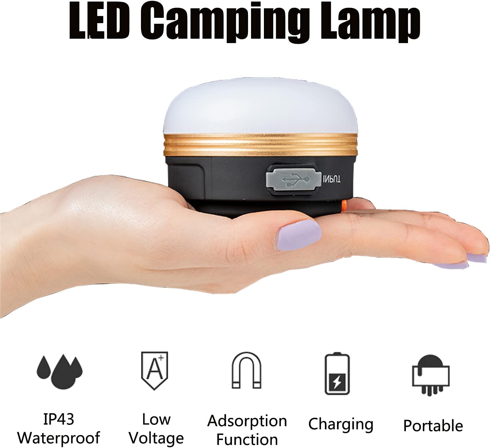 Yizhet Camping Lights, 2 Pcs Tent Lights USB Rechargeable 3 Modes Camping Lantern & Power Bank with Magnetic Base & Hook Waterproof Emergency Camping Lamp for Tent Outdoor Hiking Fishing