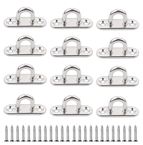hannger Plaque Oeillet Acier Inoxydable, 12Pcs M5 Acier Inoxydable 304 en Forme de U pour Suspension Crochet Plafond, Crochet Mural pour Application Marine Cover