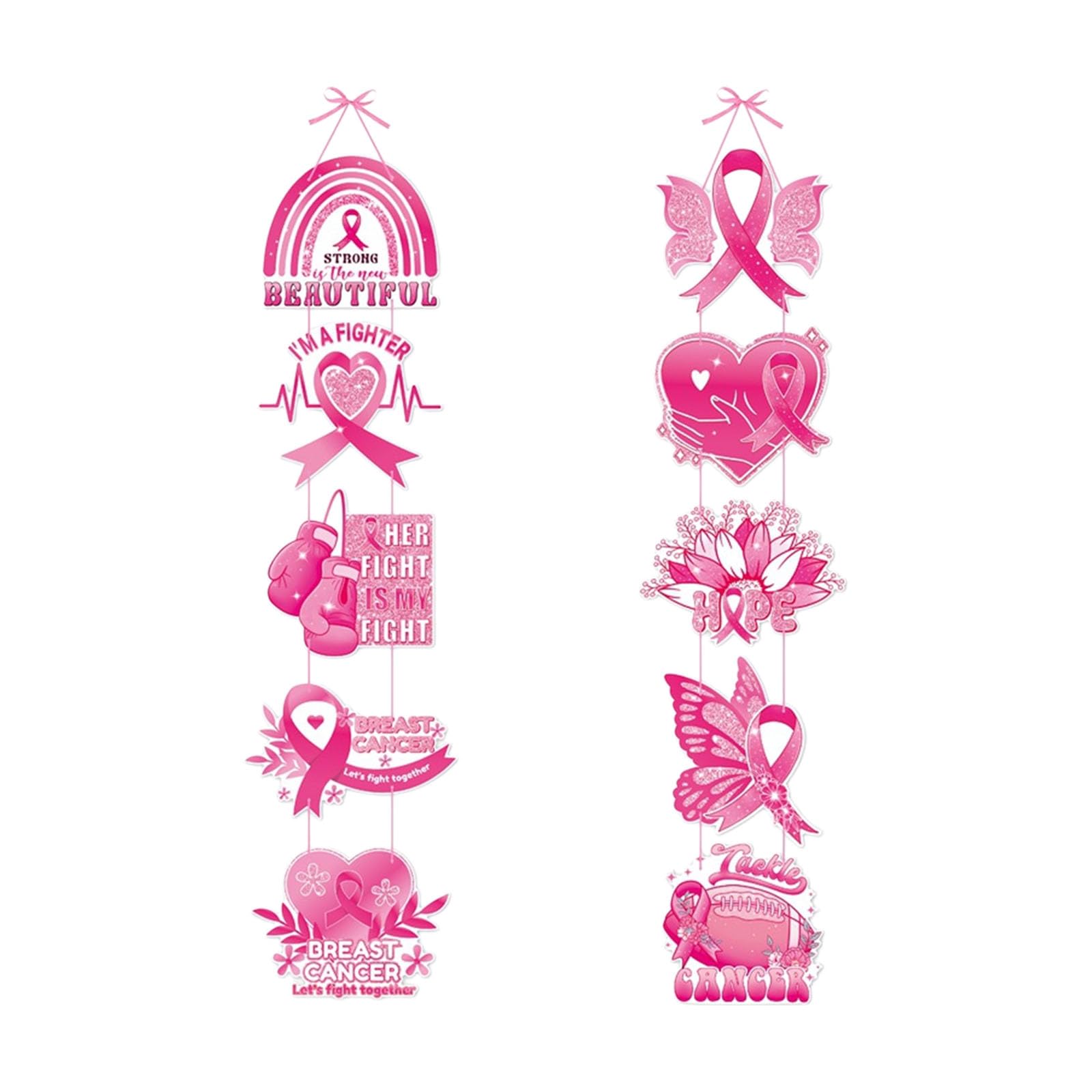 Snorvixre Ribbon Breast Cancers Awareness Door Hangers Craft Paper Hanging Decors for Women Health Event and Fundraisers Breast Cancers Awareness Decorations